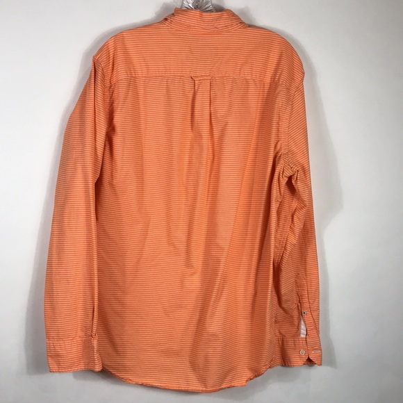 American Eagle Button Down Shirt Collared Pin strips Men size Large Orange white - Picture 2 of 9